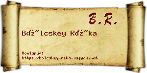 Bölcskey Réka névjegykártya